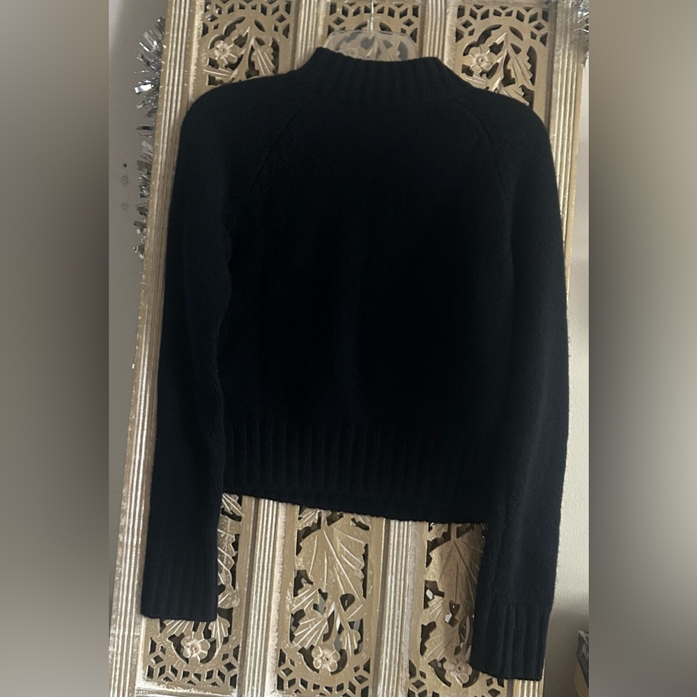 Vince Shrunken 100% Cashmere Mock Neck Sweater Navy Blue Dark Blue Small - Picture 5 of 5